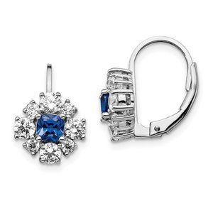 Sterling Silver Created Blue Spinel Earrings